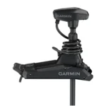 Black Garmin bow mount trolling motor with GT56UHD-TR transducer
